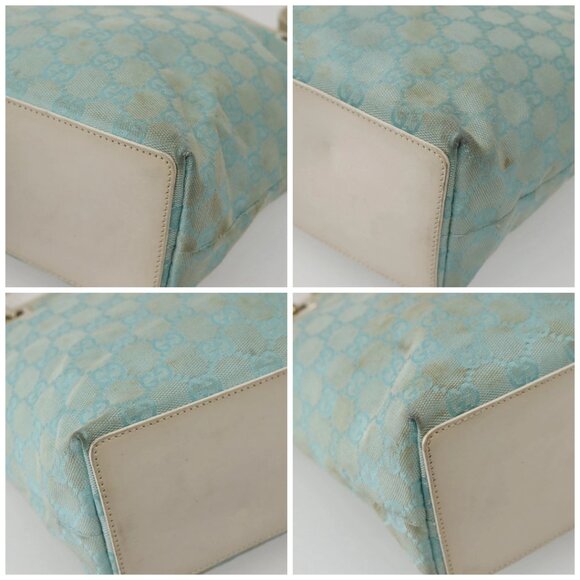 GUCCI GG Canvas Tote Bag Light Blue Gold 002 1099 Auth 130091 - Picture 14 of 16